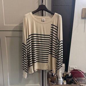 CAbi Cream Ribbed Crewneck Top